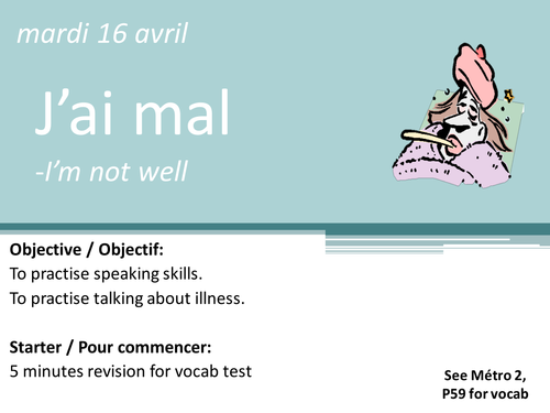KS3 French - I'm not well