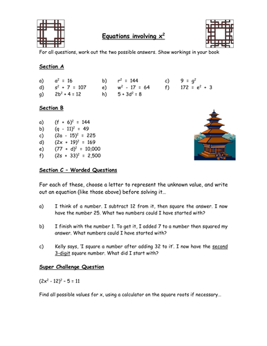 Equations involving X Squared