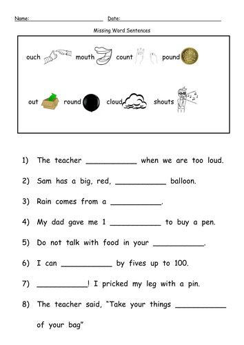 sheet tes speech marks Resources ou barang by Teaching   digraph workheet 1st