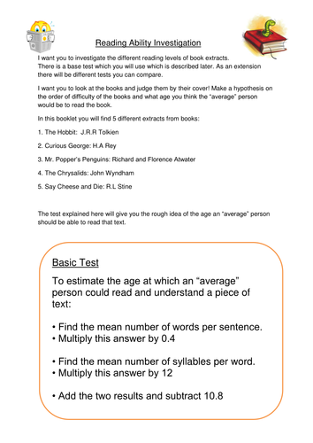 Reading Ability Investigation: Mean