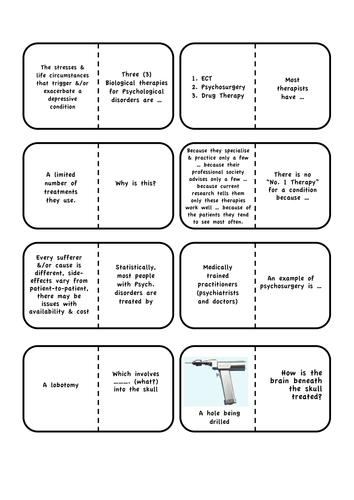 AQA AS Psychosurgery Dominoes