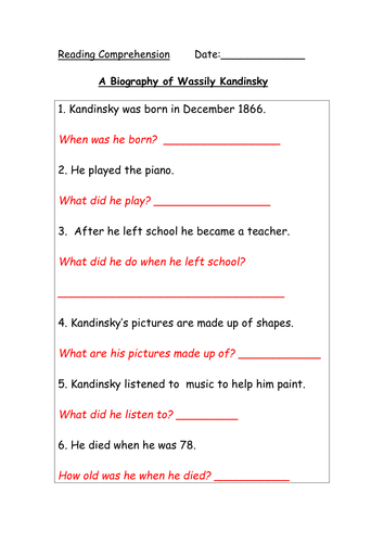 Kandinsky Ppoint and reading comps 4 levels KS2