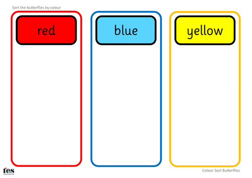 Butterfly Colour Sort TEACCH Activities