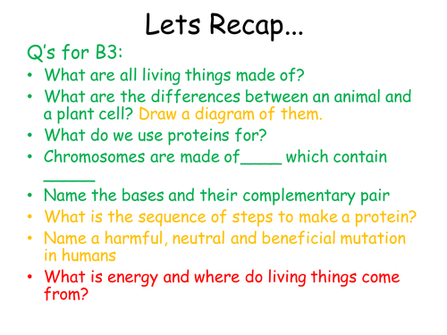 KS 4 Biology B1, B2, B3 revision starter