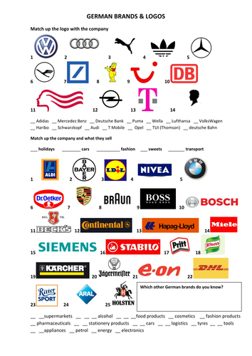 German brands and logos by anyholland - Teaching Resources - Tes