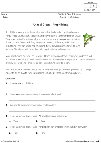 KS1 Science resource: Variation - Amphibians