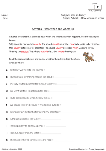 Adverbs - How, when and where