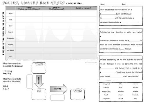 Solids, Liquids and Gases - Dissolving