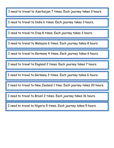 Problem solving journey times