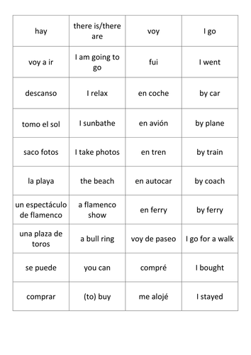 Spanish: Holidays - Vocab match up