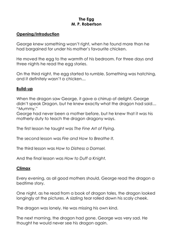 The Egg by M P Robertson - text and ideas