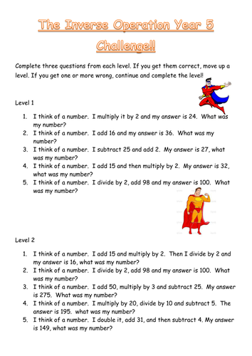 Inverse Operation Challenge | Teaching Resources