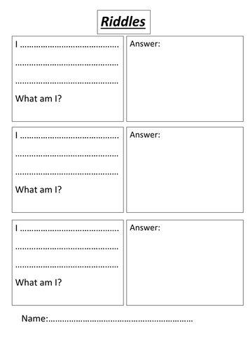 Riddles Worksheet | Teaching Resources