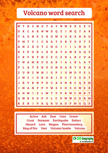 volcano word search teaching resources