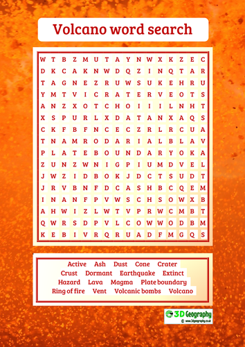 Volcano word search