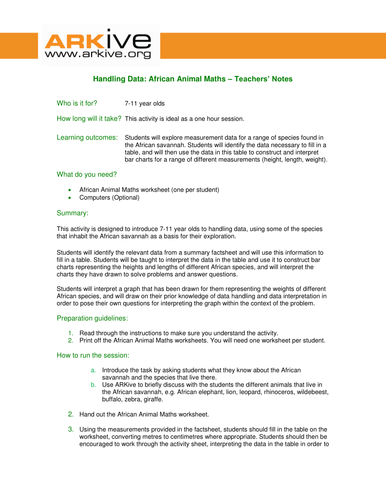 Handling Data: African Animal Maths
