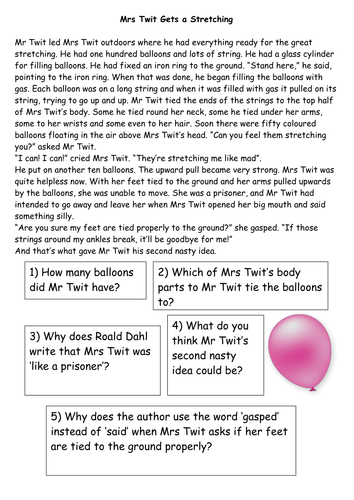 The Twits Comprehension Task By Carly11 Teaching
