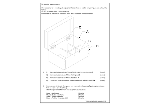 Resistant Materials Exam style question