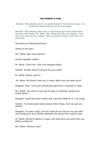 Example of a play script with narration image