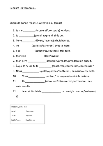 ks3 french my routine future tense teaching resources