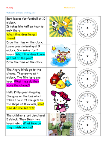 time word problems by thewolfe teaching resources tes