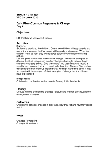 Year Five SEAL -Changes