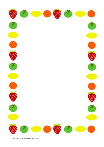 Fruit A4 Border Paper Plain, Lined & Half Lined