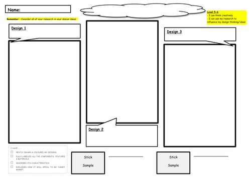 Design Ideas - Storyboard & Final Design sheet