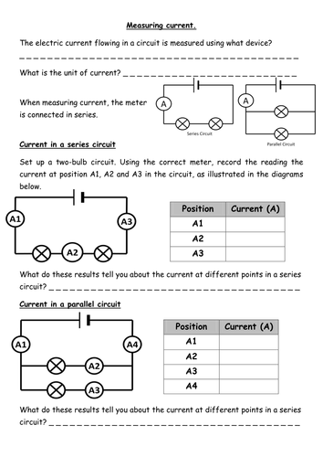 Measuring current & voltage - electrical circuits