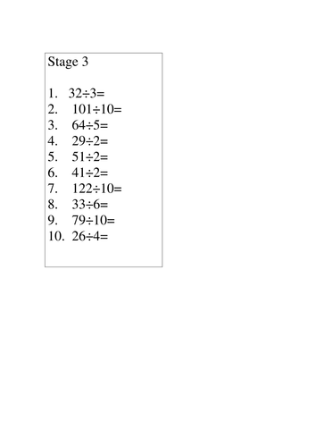 KS2 Division + Remainders Challenge, 5 stages + SB