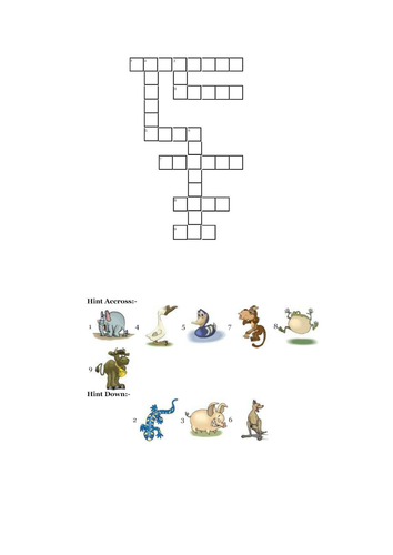 animal crossword Teaching Resources