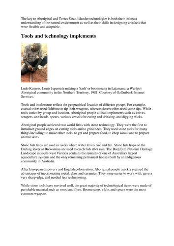 Aboriginal Technology & the Environment -Tradition