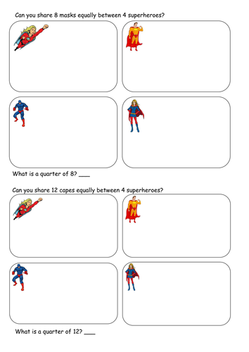 Sharing between 2 and 4 - superhero theme