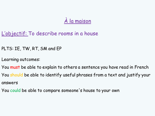 KS3/KS4 French Running dictation house & home