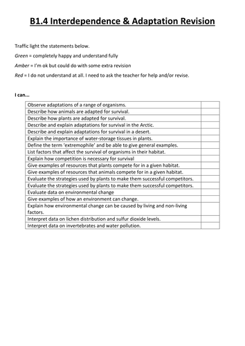 B1 4.3 - 4.7 Adaptationfor Survival