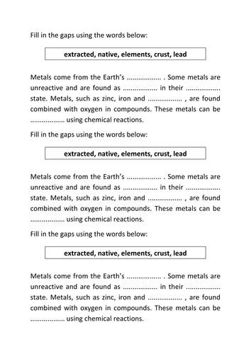 C1 3.1 Extracting Metals