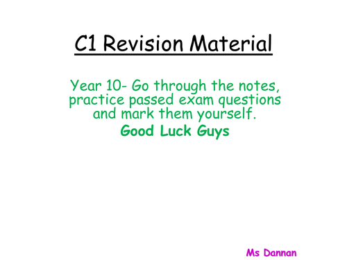 OCR Gateway Chemistry C1 Revision ppt
