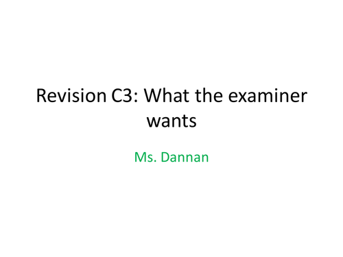 C3 OCR Gateway Additional Science with exam tips