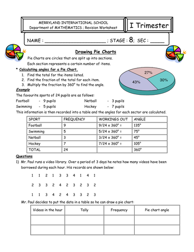 No Prep Pie Charts Worksheet Package Teaching Resourc - vrogue.co