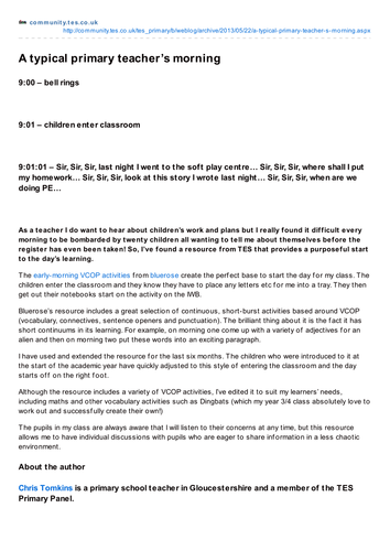 A typical primary teacher’s morning