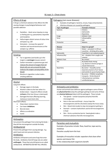 B1 Edexcel Cheat Sheets