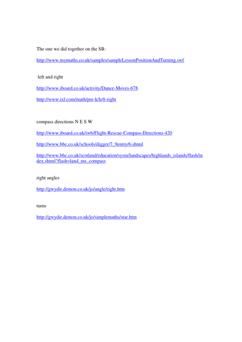 links to online maths games Position and Direction
