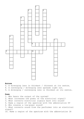 Revision for OCR Add App Sci - B2 -crossword etc