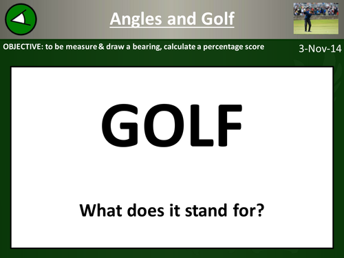 Angles, percentages and golf