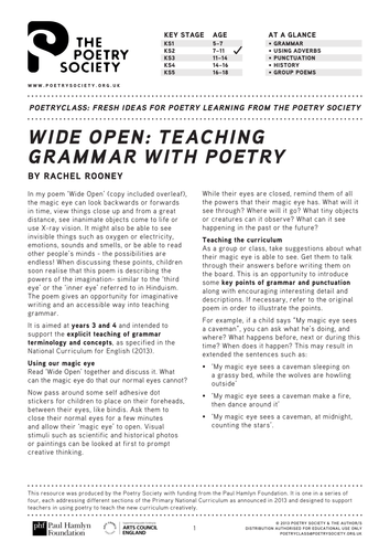 Teaching grammar with poetry by Rachel Rooney