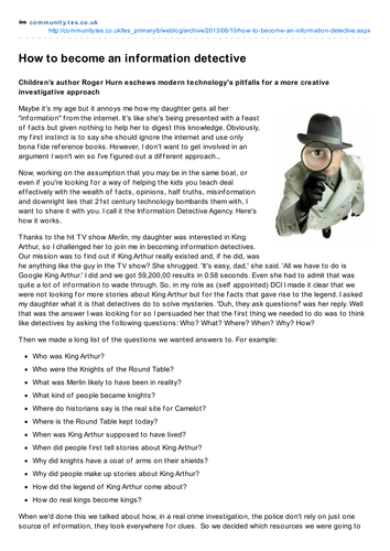 How to become an information detective | Teaching Resources