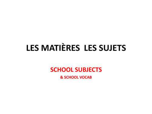 school subjects in French les matières en français