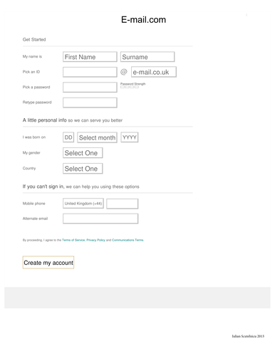 Email and online banking registrations-simulation