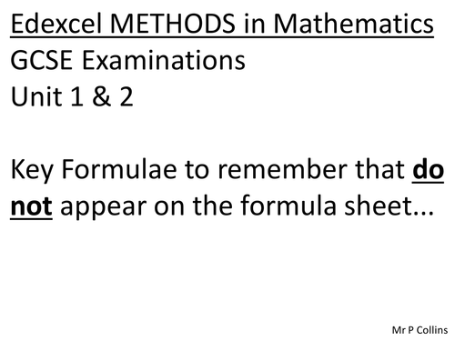 GCSE Mathematics Formulae for Revision