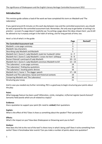 Macbeth - Controlled Assessment guide